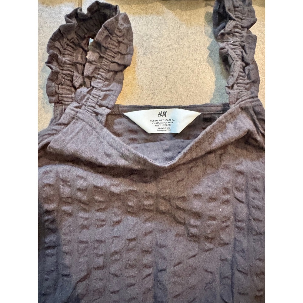 ZARA Girls Floral Puff Sleeve Blouse and Charcoal Seersucker Ruffle Tank Bundle - Picture 3 of 7